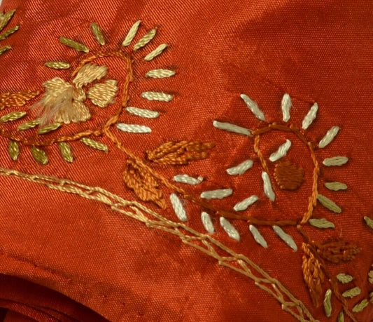 Vintage Saree Border Indian Craft Trim Hand Embroidered Rust Sewing Ribbon Lace