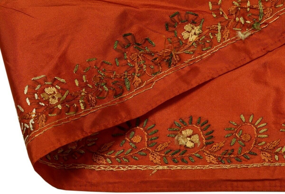 Vintage Saree Border Indian Craft Trim Hand Embroidered Rust Sewing Ribbon Lace