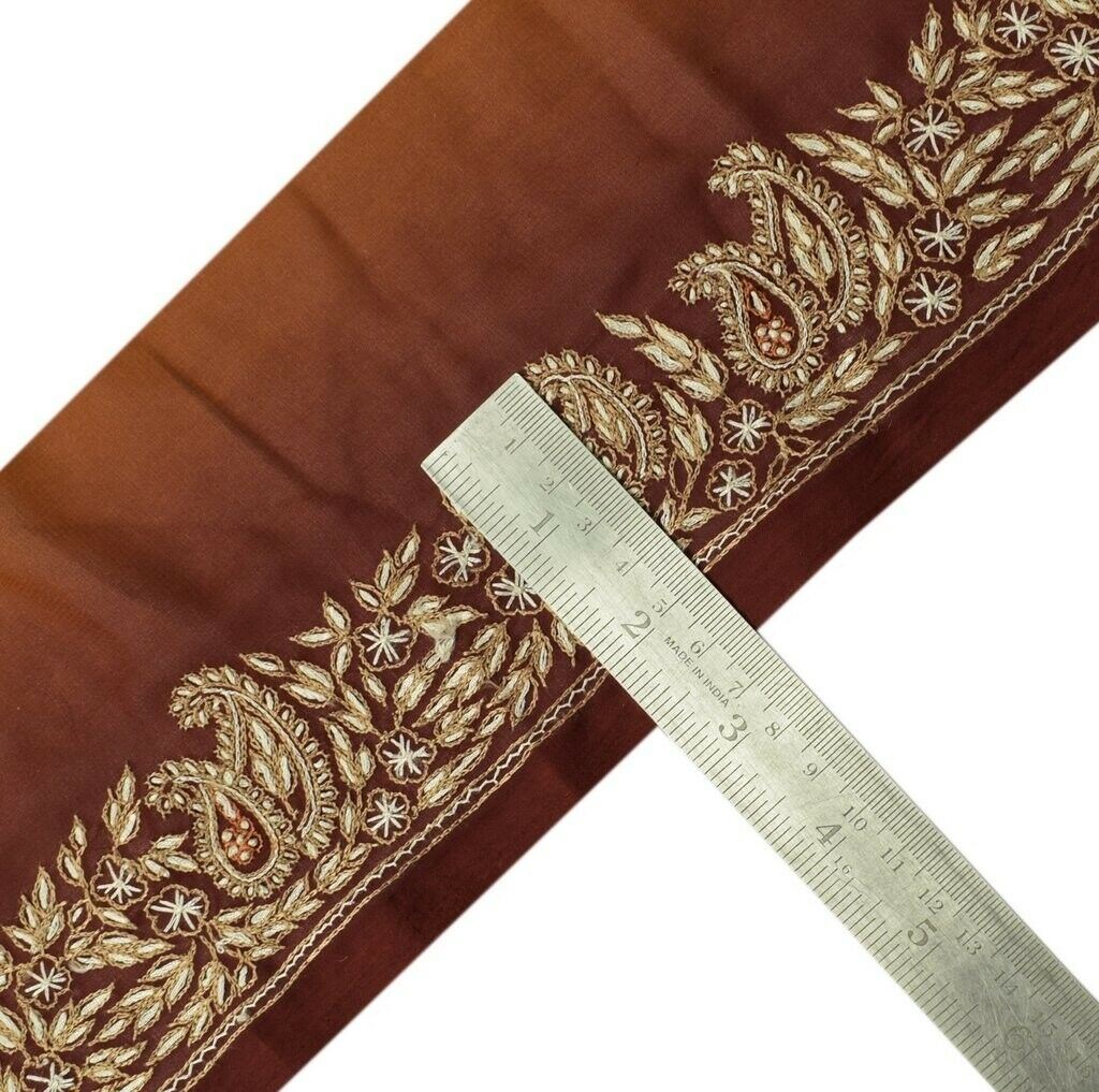 Vintage Saree Sewing Trim Indian Craft Border Hand Embroidered Ribbon Lace
