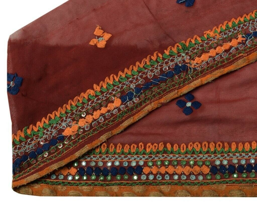 Vintage Saree Sewing Trim Indian Craft Border Hand Embroidered Lace Maroon