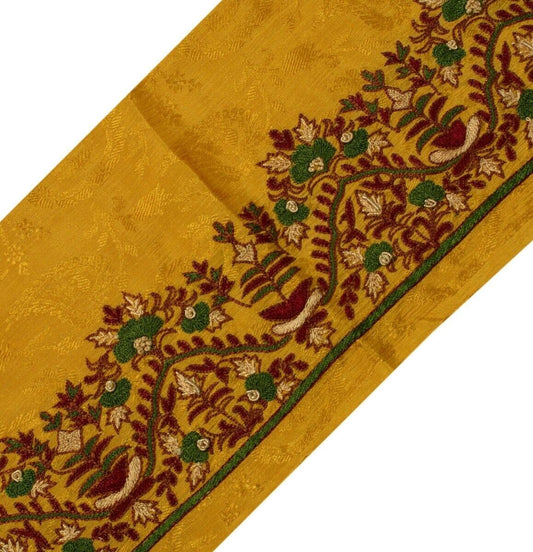 Vintage Sari Border Indian Craft Sewing Trim Hand Embroidered Golden Ribbon Lace
