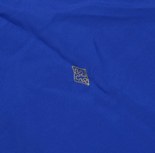 Blend Crepe Silk Royal Blue Vintage Sari Remnant Scrap Fabric for Sewing Craft