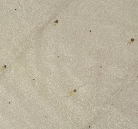 Vintage Sari Remnant Scrap Net Mesh Hand Beaded Fabric for Sewing Craft Mauve