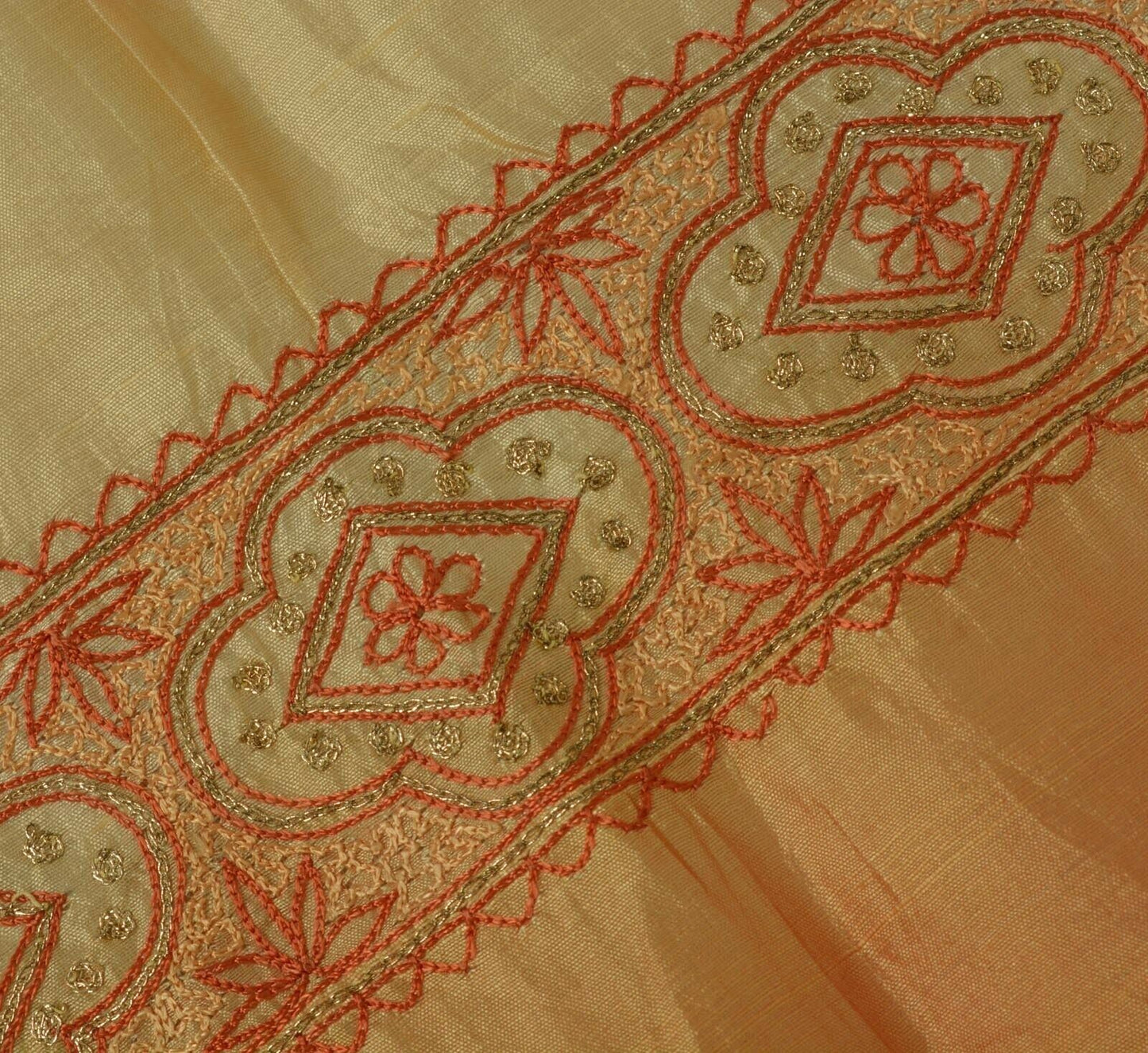 Vintage Saree Remnant Scrap Multi Purpose Craft Zari Embroidered Fabric