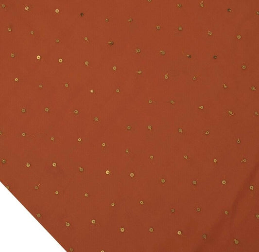 Blend Georgette Silk Vintage Sari Remnant Scrap Fabric for Sewing Craft Rust