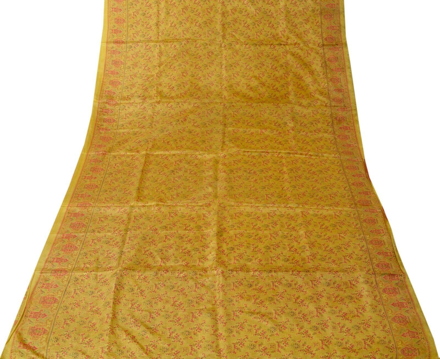 Vintage Indian Art Silk Scrap Saree Printed Craft Sari Remnant Craft Fabric