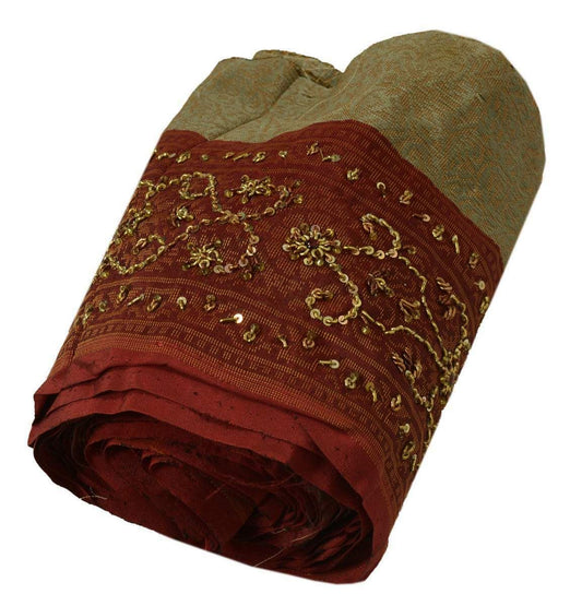 Vintage Sari Border Indian Craft Trim Woven Hand Beaded Maroon Lace Ribbon