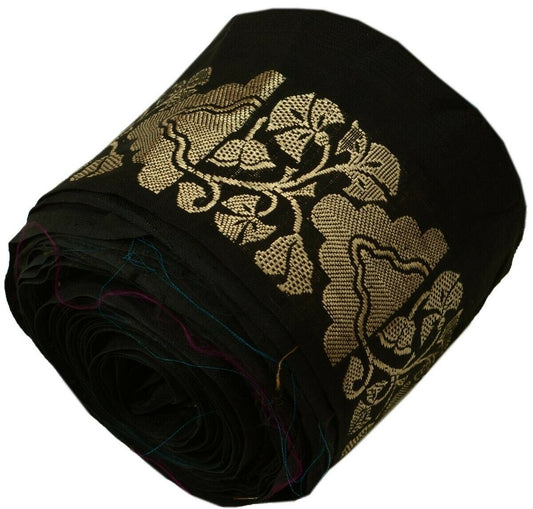Vintage Sari Border Indian Craft Trim Antique Zari Woven Ribbon Lace Black