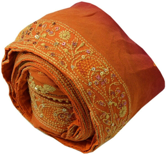 Vintage Sari Border Indian Craft Trim Hand Embroidered Ribbon Lace Rust