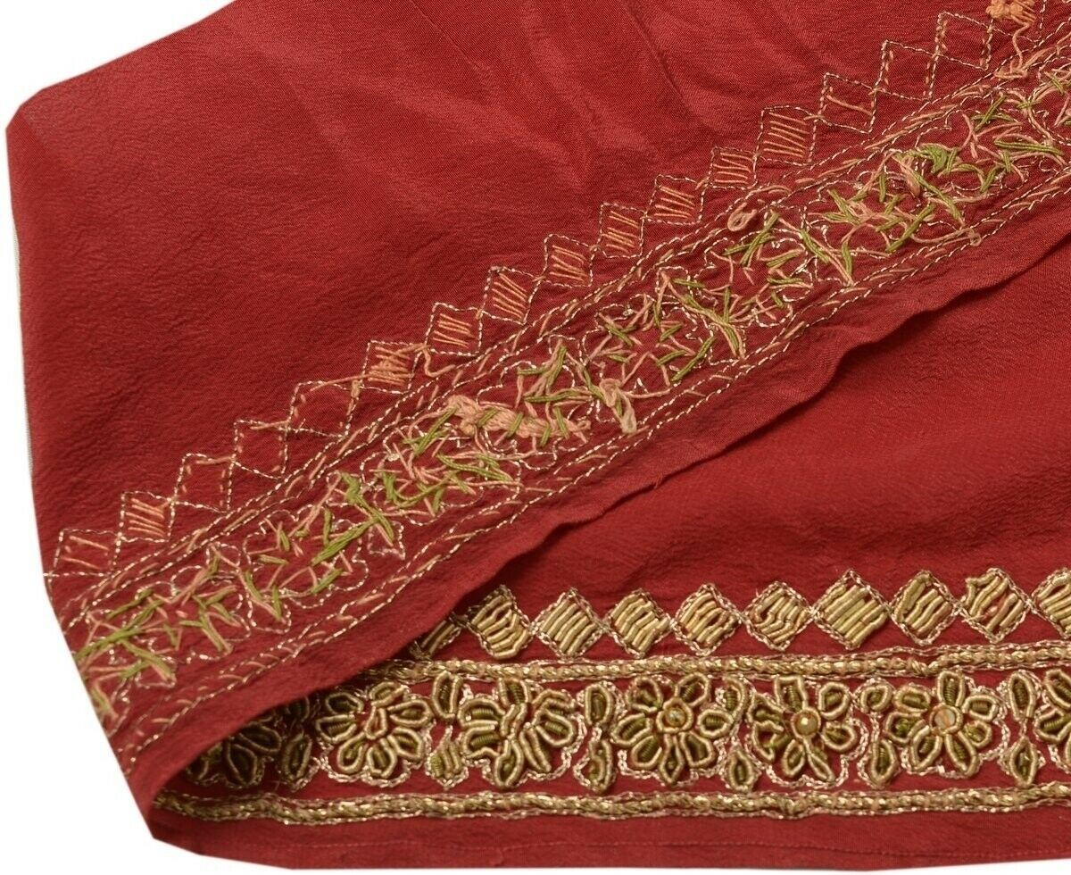 Vintage Sari Border Indian Craft Trim Hand Beaded Zardozi Ribbon Lace Deep Red