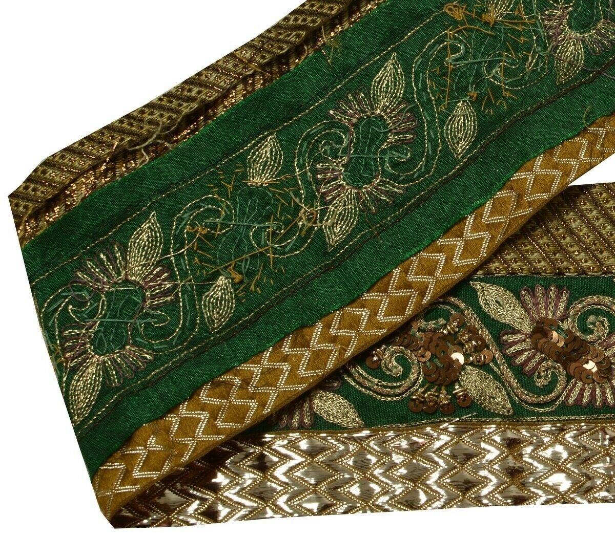 Vintage Sari Border Indian Craft Trim Hand Beaded Embroidered Patch Work Lace