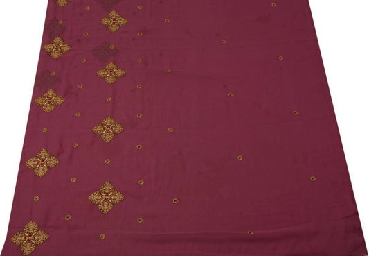 Indian Art Silk Vintage Sari Remnant Scrap Fabric for Sewing Craft Purple