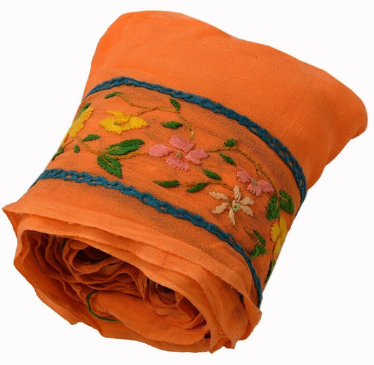 Vintage Saree Border Indian Craft Trim Hand Embroidered Ribbon Lace Orange