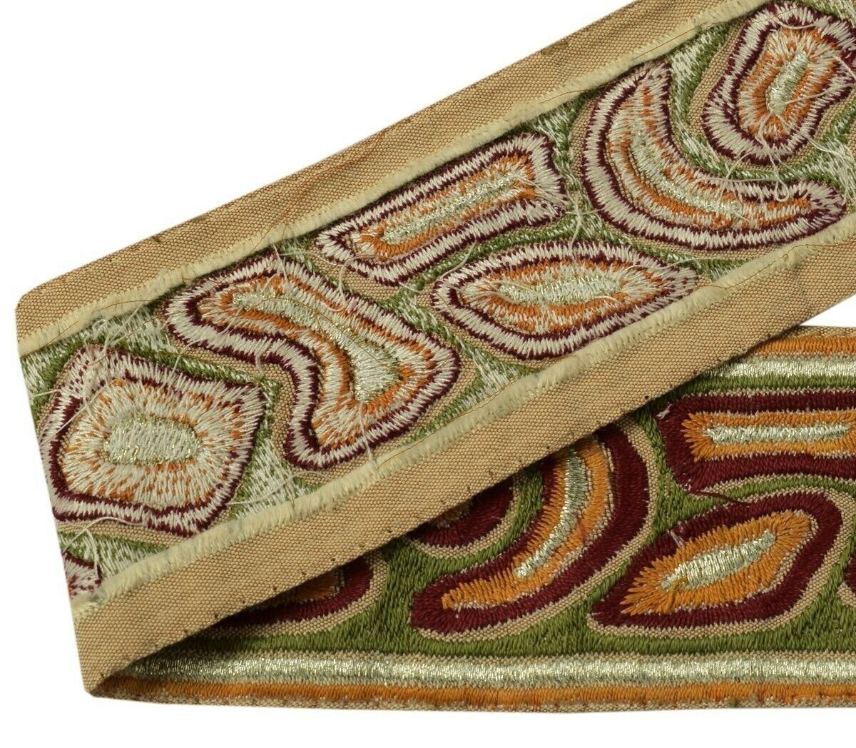 1.75" W Vintage Sari Border Indian Craft Trim Embroidered Sewing Ribbon Lace