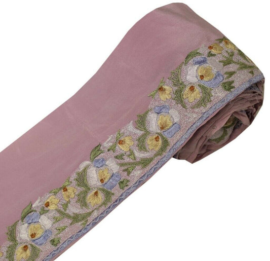 2" W Vintage Sari Border Indian Craft Sewing Trim Embroidered Ribbon Lace