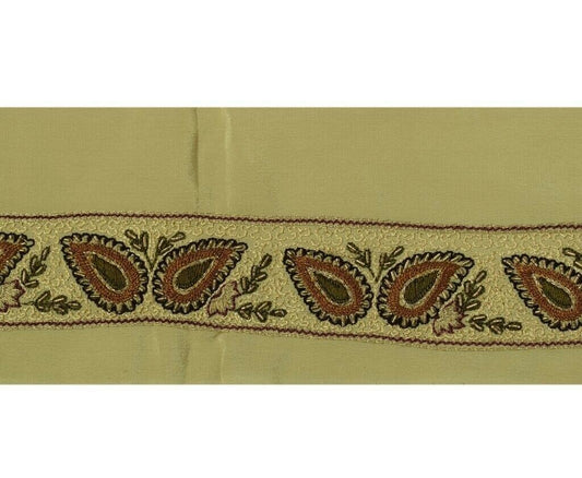 Vintage Sari Border Indian Craft Trim Hand Beaded Embroidered Ribbon Lace Green