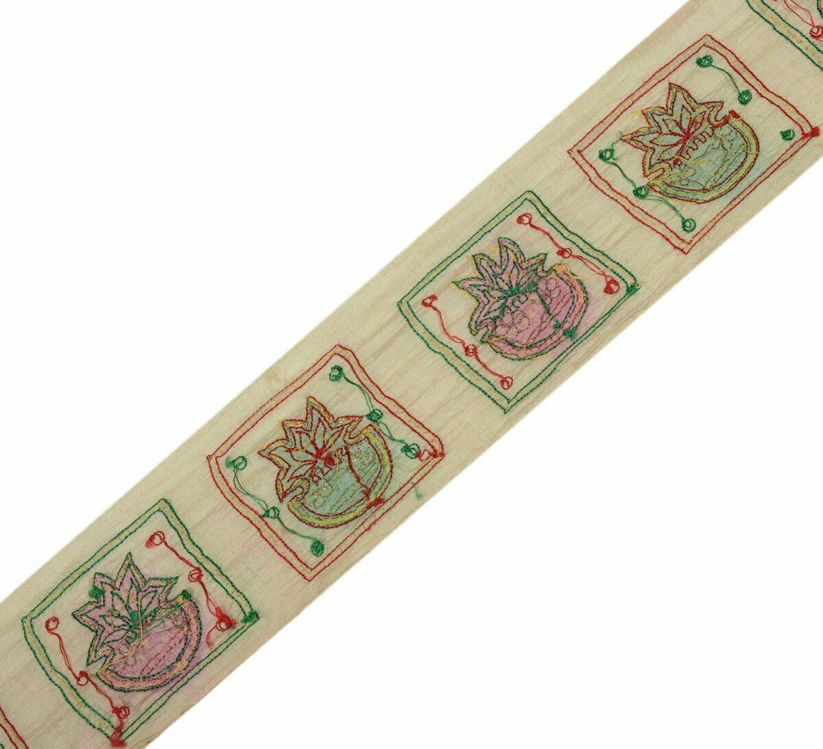 Vintage Saree Border Indian Craft Trim Antique Beaded Patchwork Kalash Ribbon