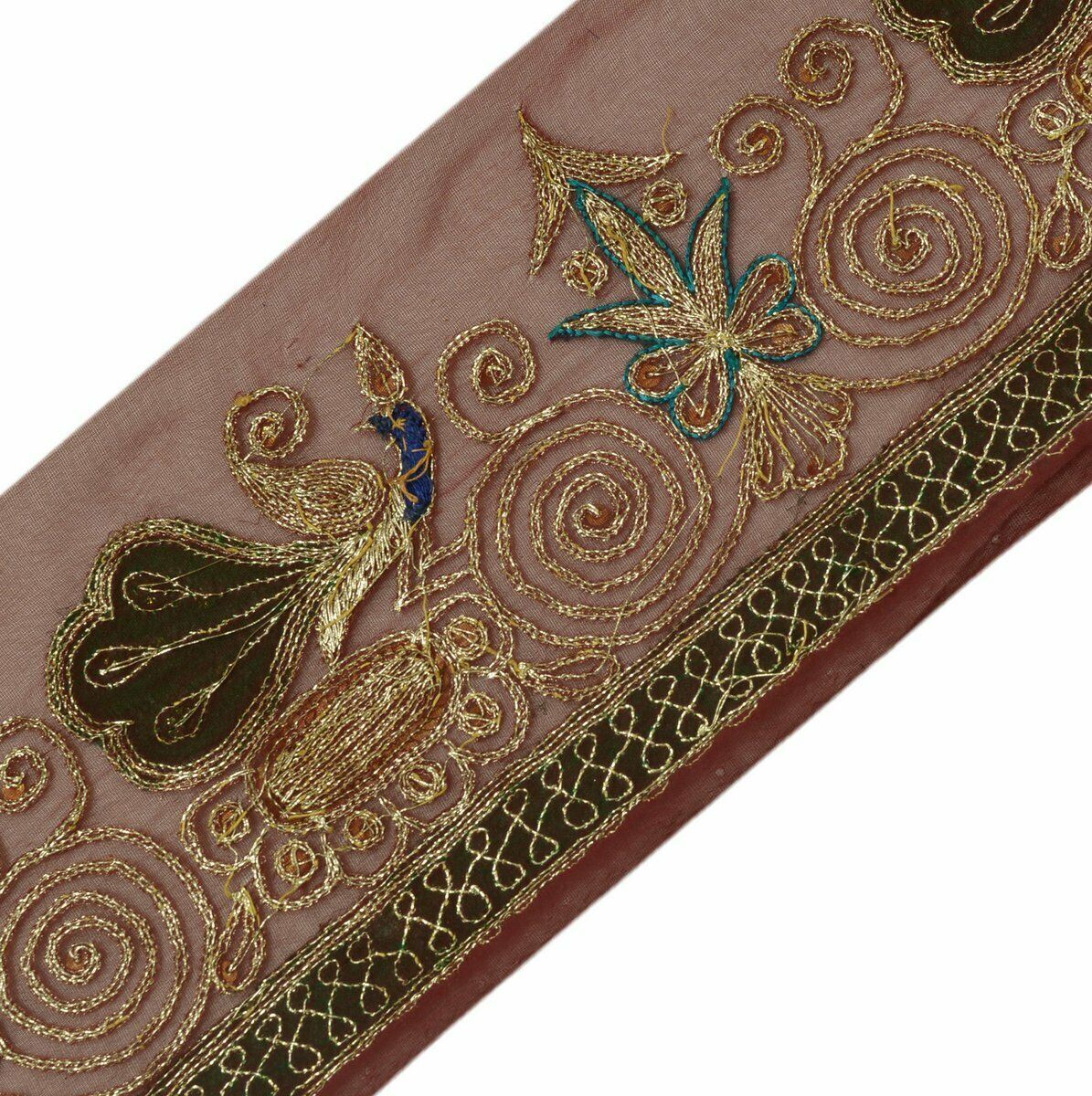 Antique Vintage Saree Border Craft Trim Embroidered Patch Work Peacock Lace