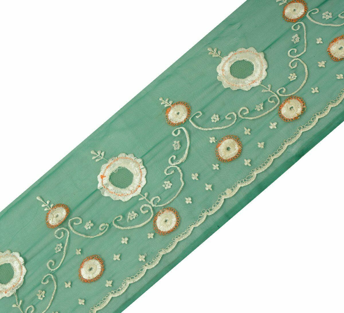 Vintage Saree Border Indian Craft Trim Antique Embroidered Floral Lace Ribbon