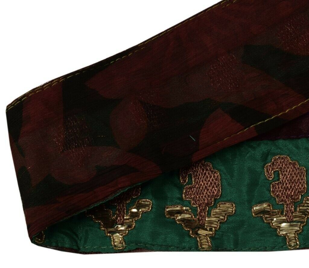 Vintage Sari Border Indian Craft Sewing Trim Embroidered Ribbon Lace Green