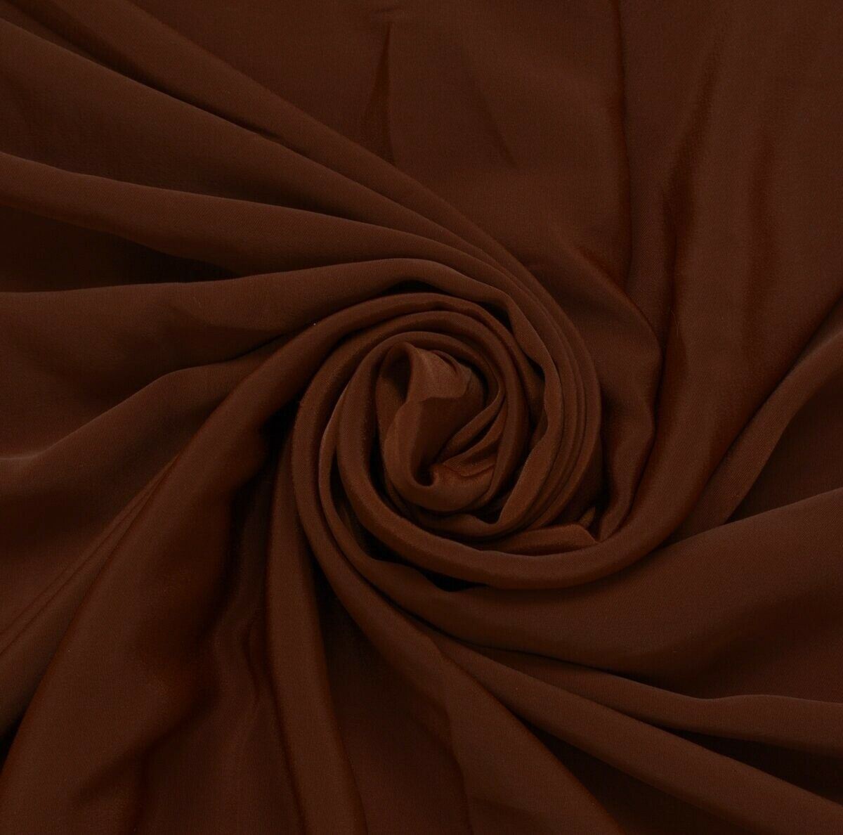 Blend Crepe Silk Brown Vintage Sari Remnant Scrap Fabric for Sewing Craft