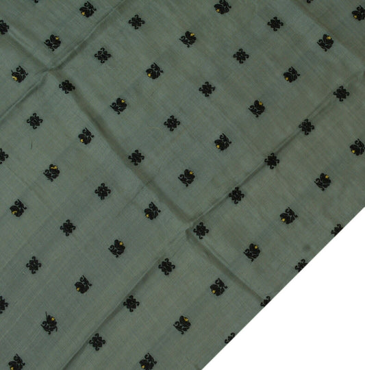 Vintage Saree Remnant Scrap Multi Purpose Craft Thread Woven Gray Fabric