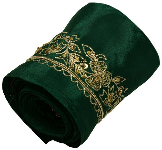 Vintage Sari Border Indian Craft Trim Hand Beaded Zardozi Embroidered Lace Green
