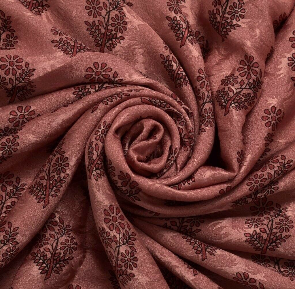 Blend Crepe Silk Vintage Sari Remnant Scrap Fabric for Sewing Craft Peach