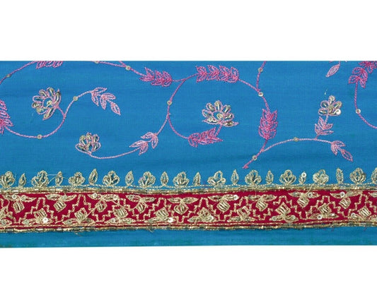Vintage Sari Border Indian Craft Sewing Trim Hand Beaded Embroidered Ribbon Lace