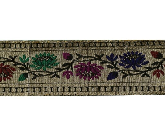 Vintage Sari Border Indian Craft Sewing Trim Zari Woven Menedaar Ribbon Lace