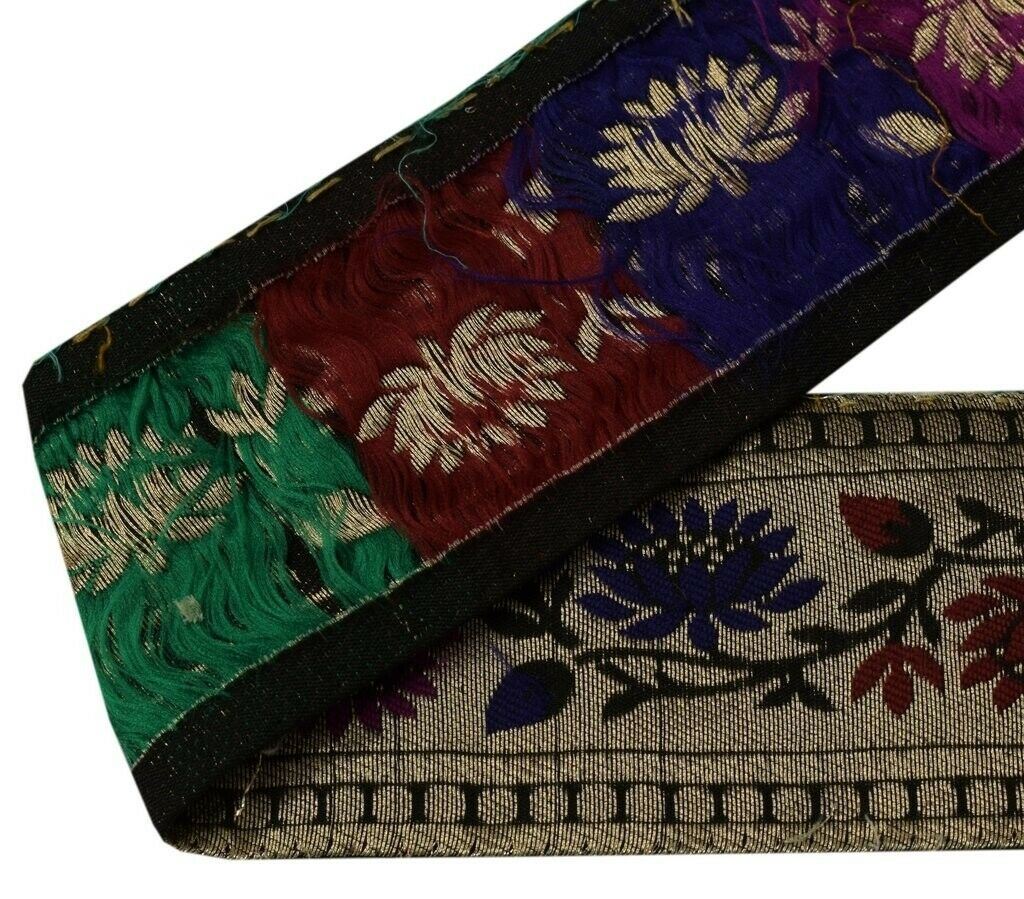 Vintage Sari Border Indian Craft Sewing Trim Zari Woven Menedaar Ribbon Lace