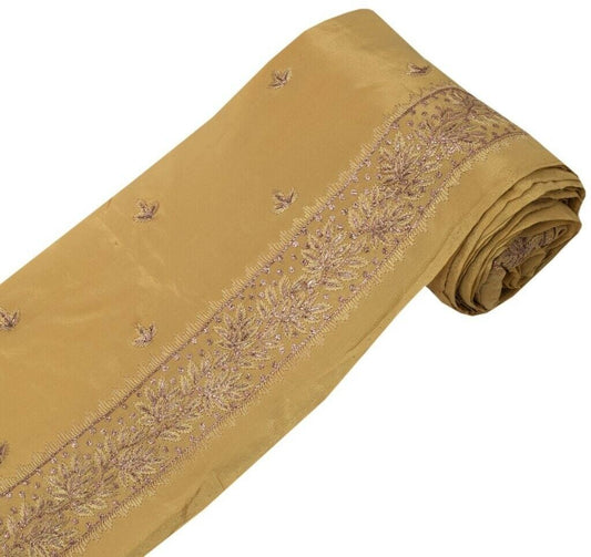 Vintage Sari Border Indian Craft Sewing Trim Embroidered Ribbon Lace Light Brown