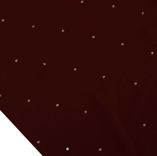 Blend Crepe Vintage Sari Remnant Scrap Sequins Fabric for Sewing Craft Maroon