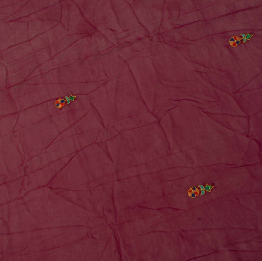 Pure Georgette Silk Embroidered Vintage Sari Remnant Scrap Fabric for Sew Craft
