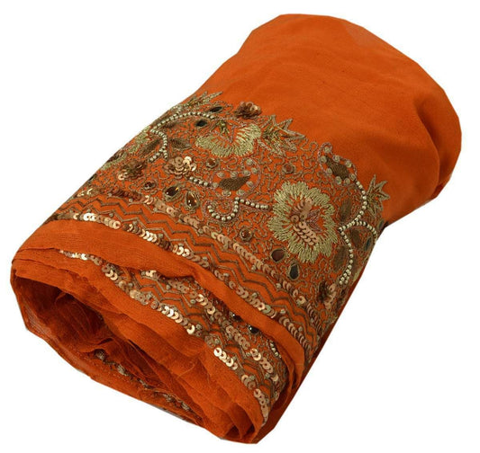 Vintage Sari Border Indian Craft Trim Embroidered Beaded Rust Lace Ribbon