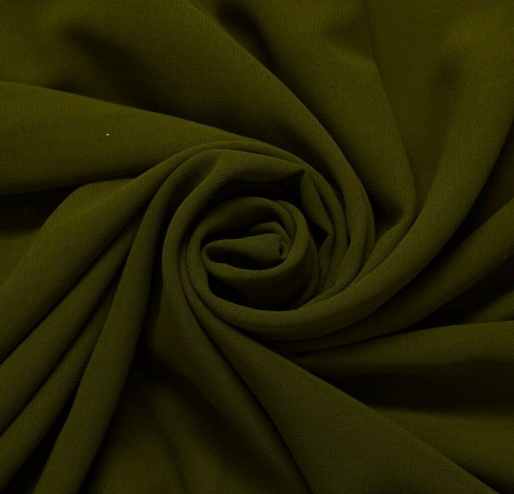 Blend Georgette Silk Vintage Sari Remnant Scrap Fabric for Sewing Craft Green