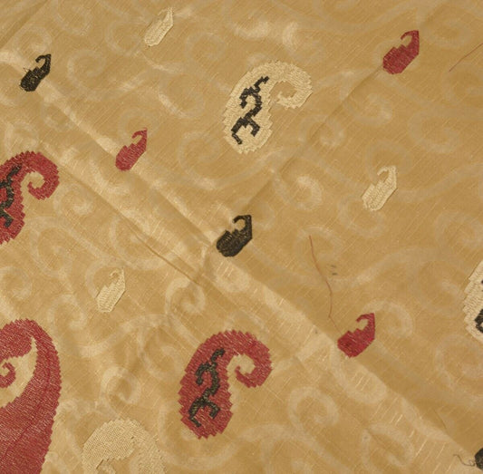 Indian Art Silk Woven Embroidered Vintage Sari Remnant Scrap Fabric Sew Craft