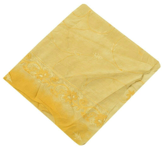 Vintage Saree Remnant Scrap Multi Purpose Embroidered Cream Craft Design Fabric