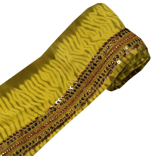 Vintage Sari Border Indian Craft Trim Hand Beaded Stone & Dori Work Ribbon Lace