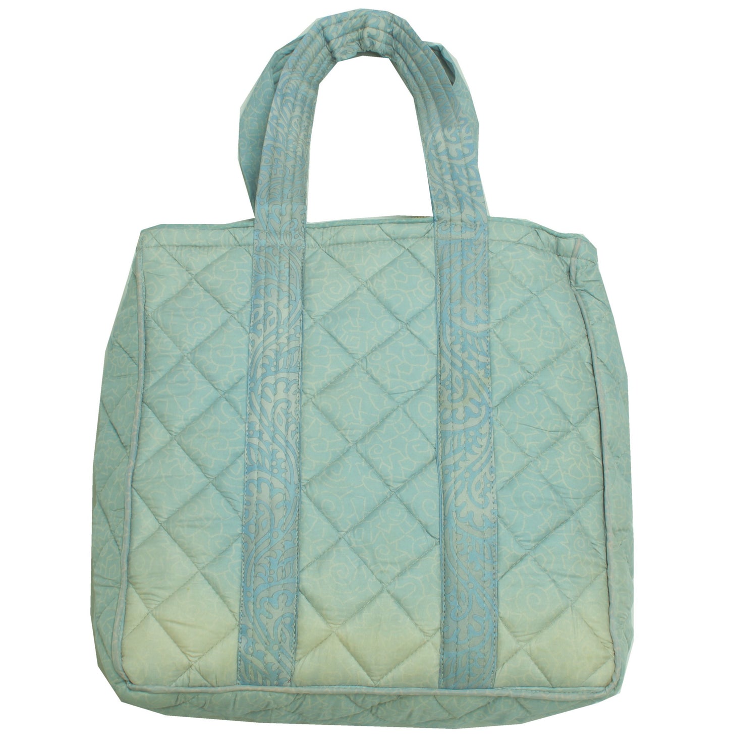 Sushila Vintage Sky Blue Tote Bag 100% Pure Silk Printed Handbag Shoulder Bag