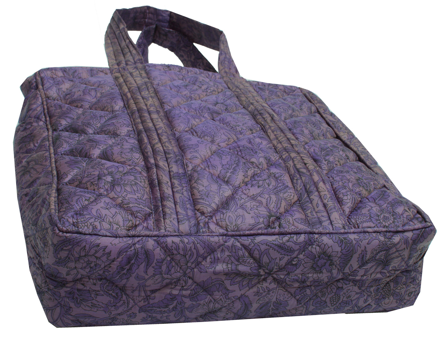 Sushila Vintage Purple Tote Bag 100% Pure Silk Printed Handbag Shoulder Bag
