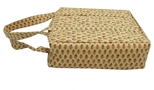 Sushila Vintage Cream Tote Bag 100% Pure Silk Printed Handbag Shoulder Bag