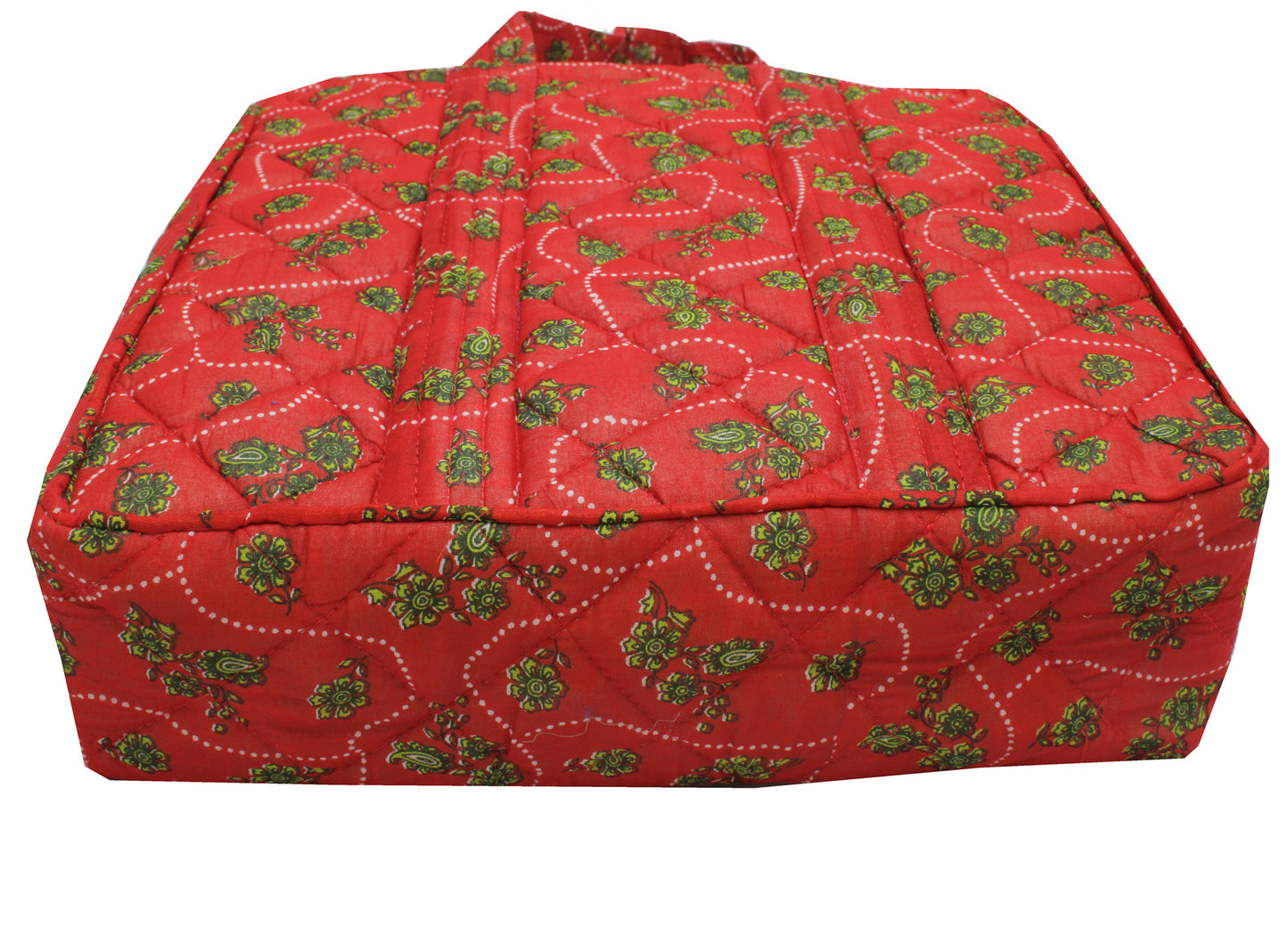Sushila Vintage Red Tote Bag 100% Pure Silk Printed Handbag Shoulder Bag