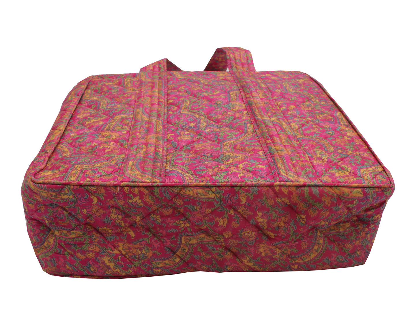 Sushila Vintage Magenta Tote Bag 100% Pure Silk Printed Handbag Shoulder Bag