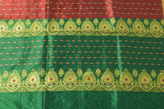 Sushila Vintage Maroon Scrap Craft Saree Blend Silk Woven Banarasi Sari Fabric