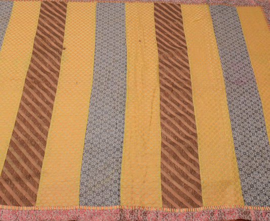 Sushila Vintage Multi-Color Scrap Saree Pure Silk Woven Floral Sari Craft Fabric