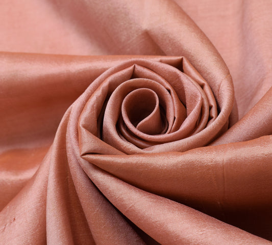 Sushila Vintage Peach Scrap Saree 100% Pure Silk Woven Floral Sari Craft Fabric