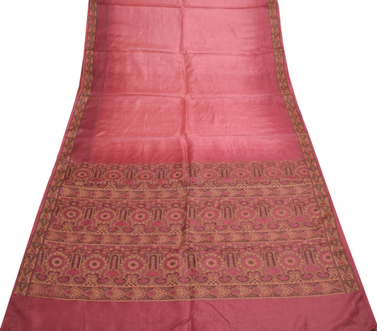 Sushila Vintage Indian Scrap Saree 100% Pure Silk Woven Floral Sari Craft Fabric