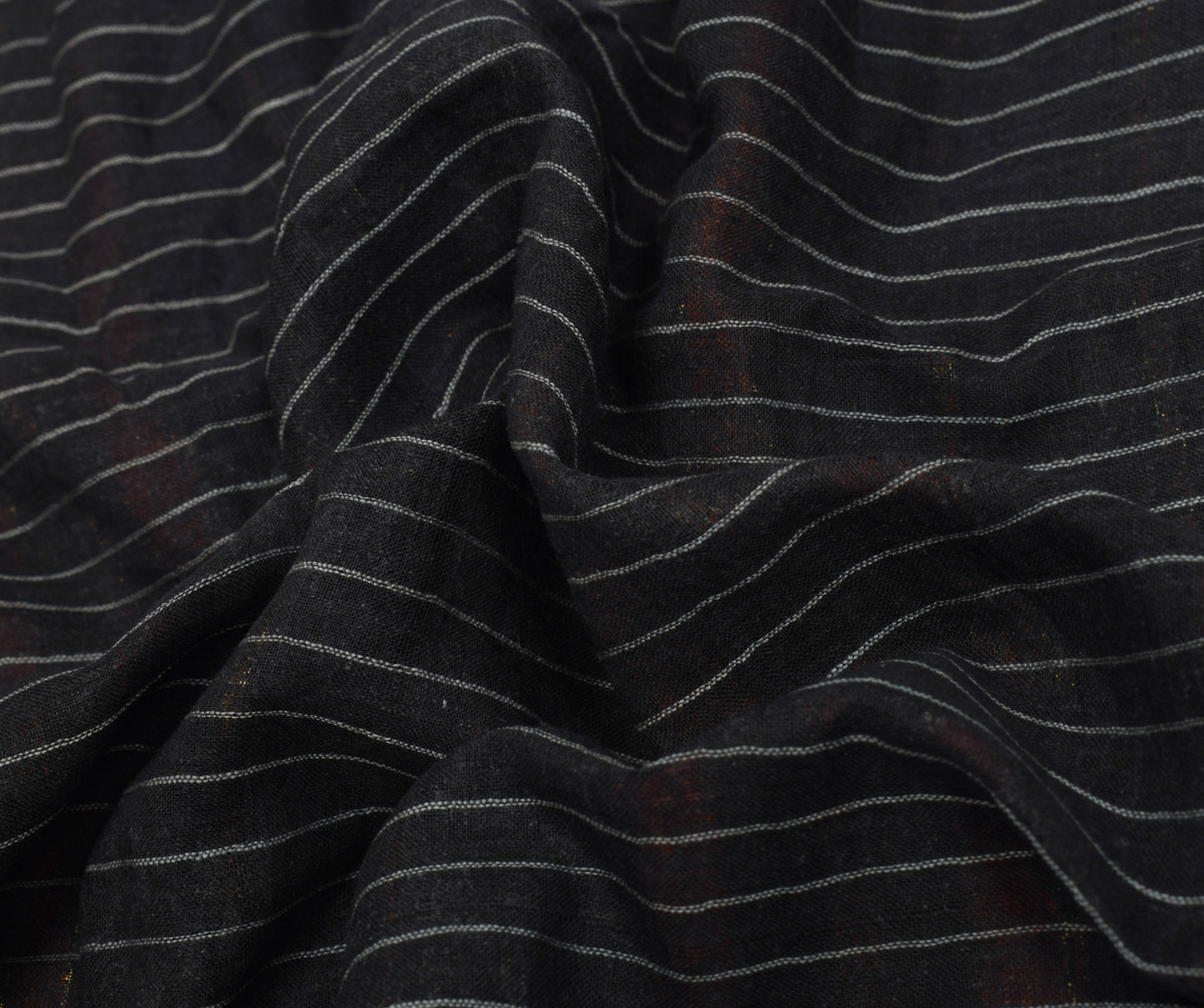 Sushila Vintage Black Scrap Saree 100%Pure Cotton Woven Checks Sari Craft Fabric