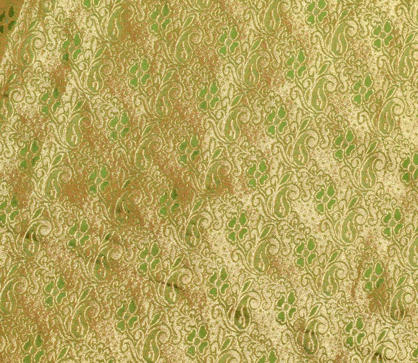 Sushila Vintage Green Scrap Saree Art Silk All Over Woven Floral 5YD Sari Fabric
